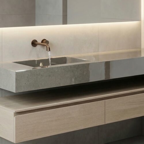 VASQUE PLANCIA - Effet pierres gris/beige, Brillant