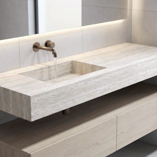 VASQUE PLANCIA - Travertin clair, Mat